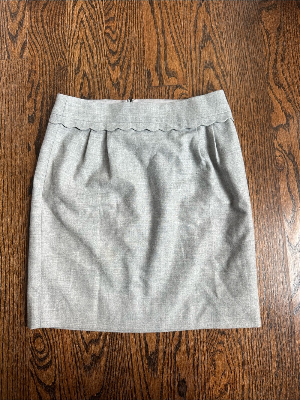 J. Crew Light Gray Scalloped Waist Pencil Skirt NWOT